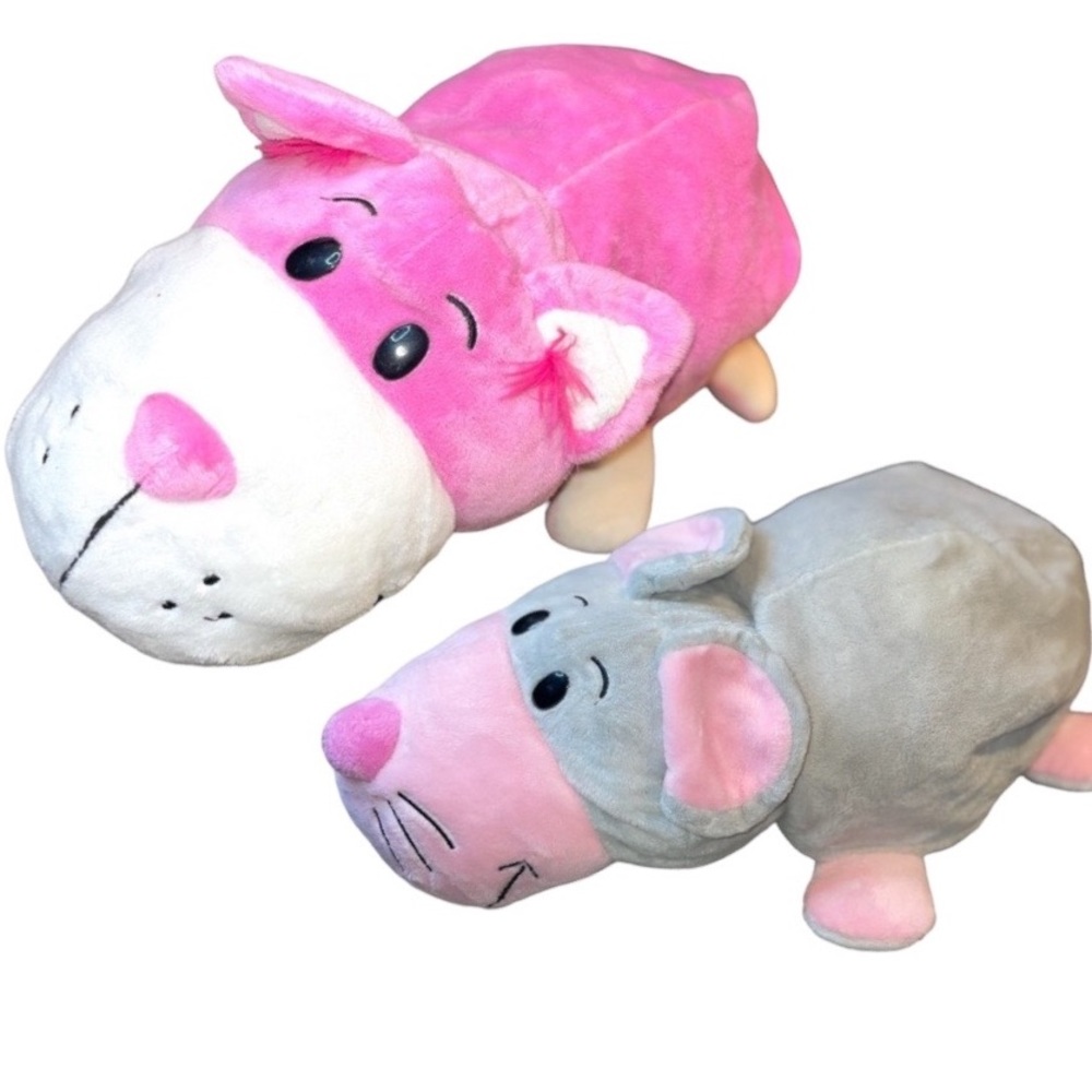 Flip A Zoo Caleb Cat Pink White Sawyer Mouse Gray Pink All Ages 18" Long 2015